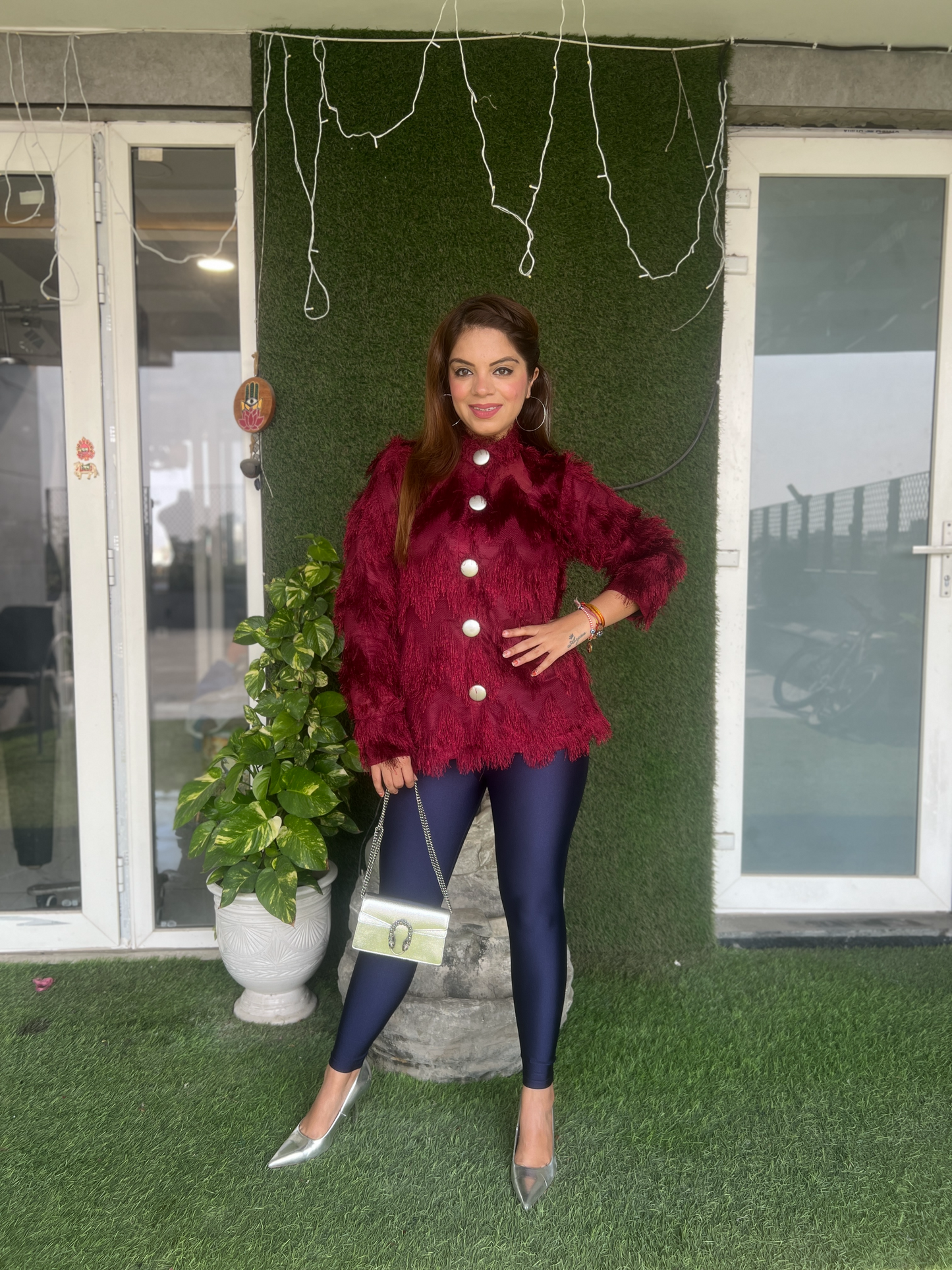 Cozy Woolen Fur Fringe Shirt for Women – Stylish & Warm Winter Fashion