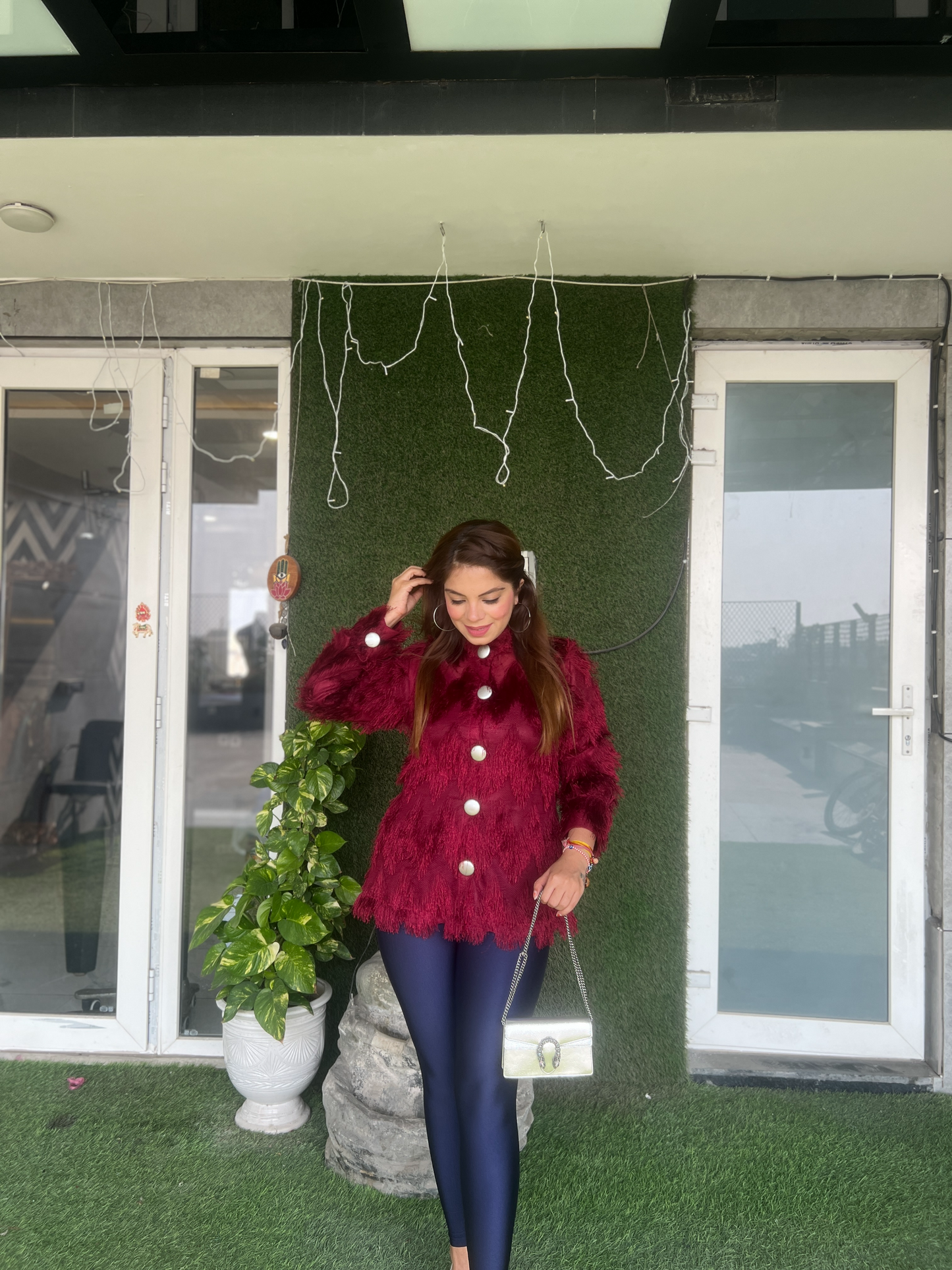 Cozy Woolen Fur Fringe Shirt for Women – Stylish & Warm Winter Fashion