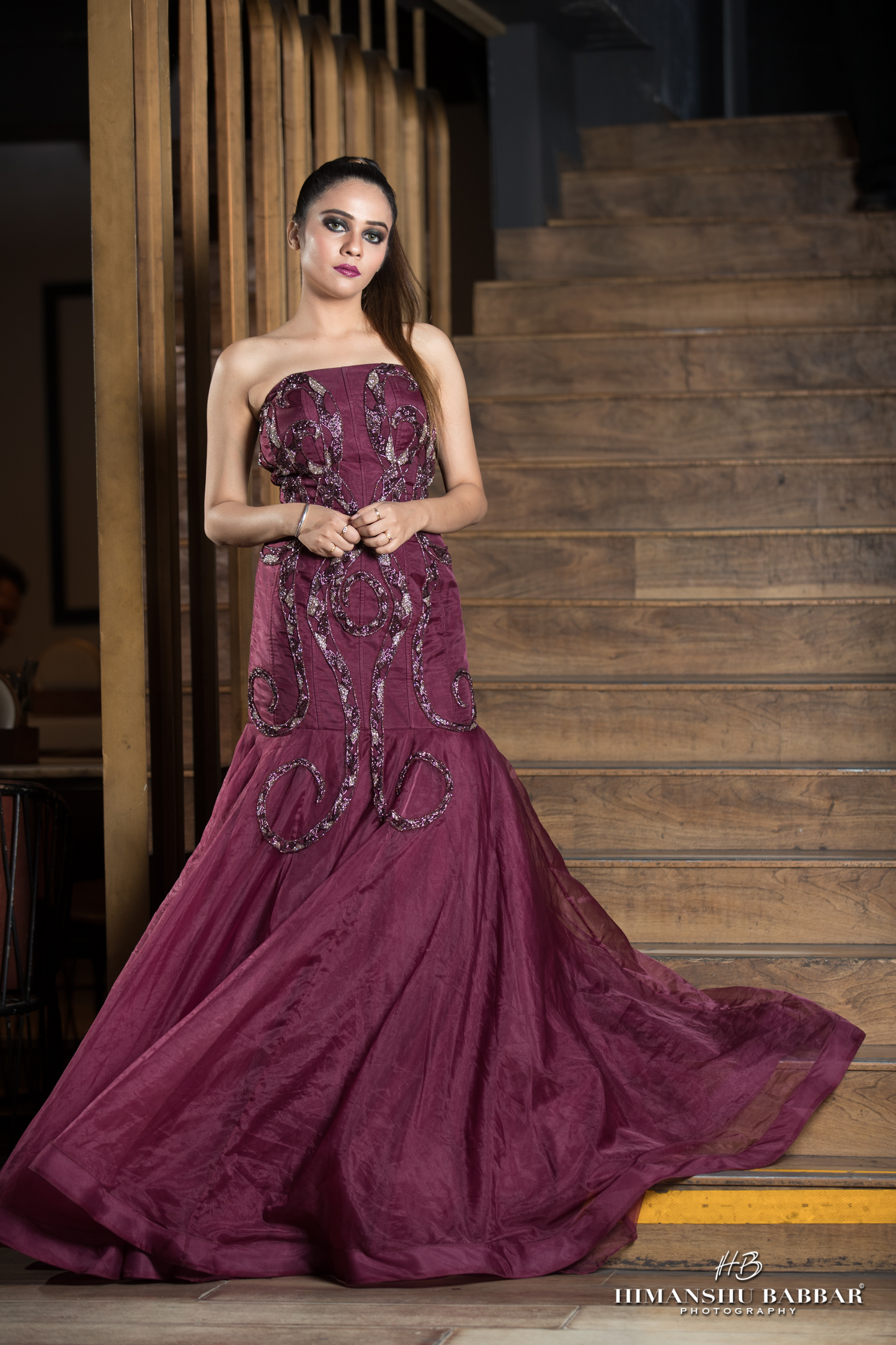 Ishika - Fish Cut Hand-Embroidered Cocktail Gown – Elegant Reception Dress for Women| MYSTIQUE CLOSET
