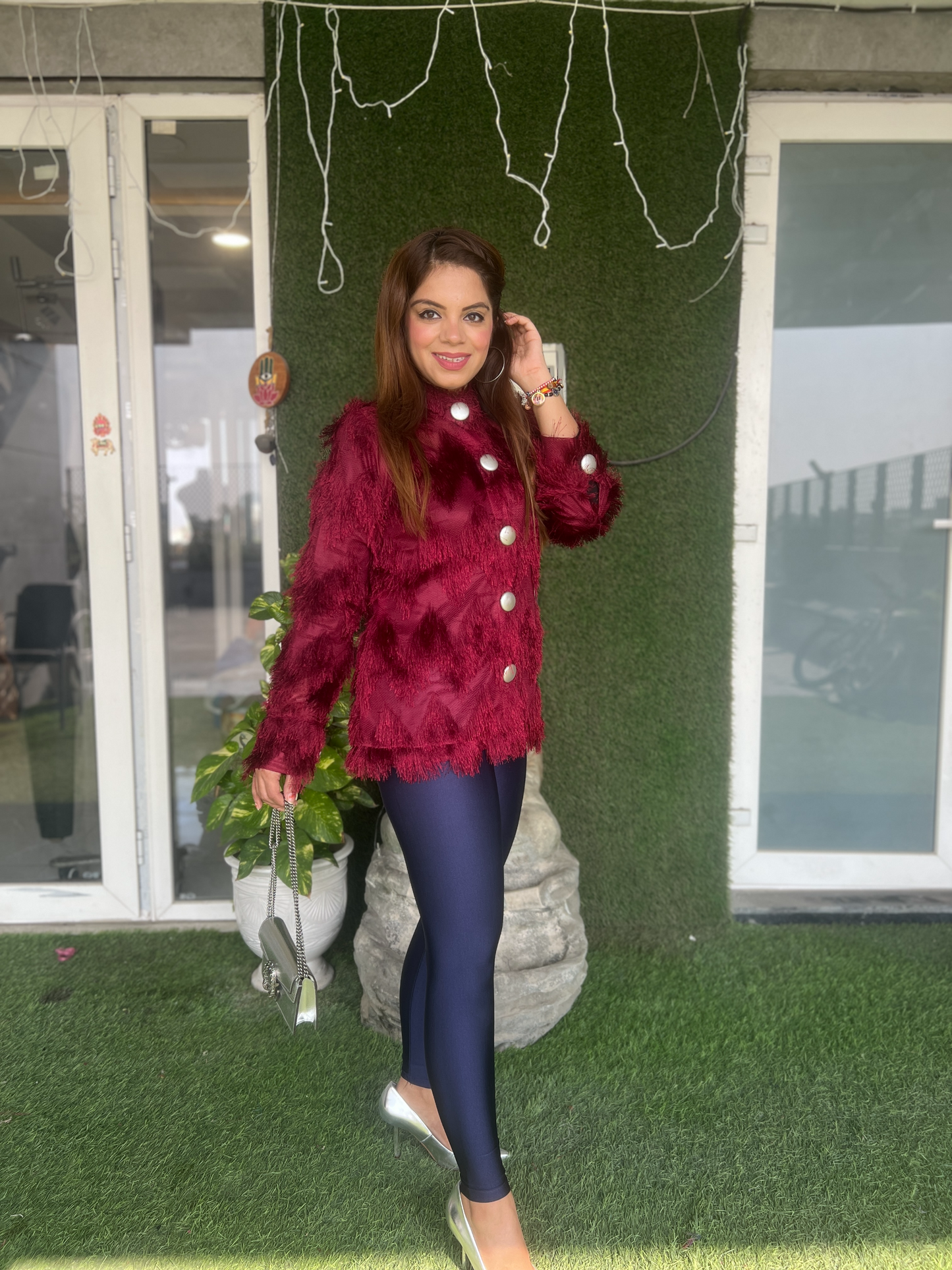 Cozy Woolen Fur Fringe Shirt for Women – Stylish & Warm Winter Fashion