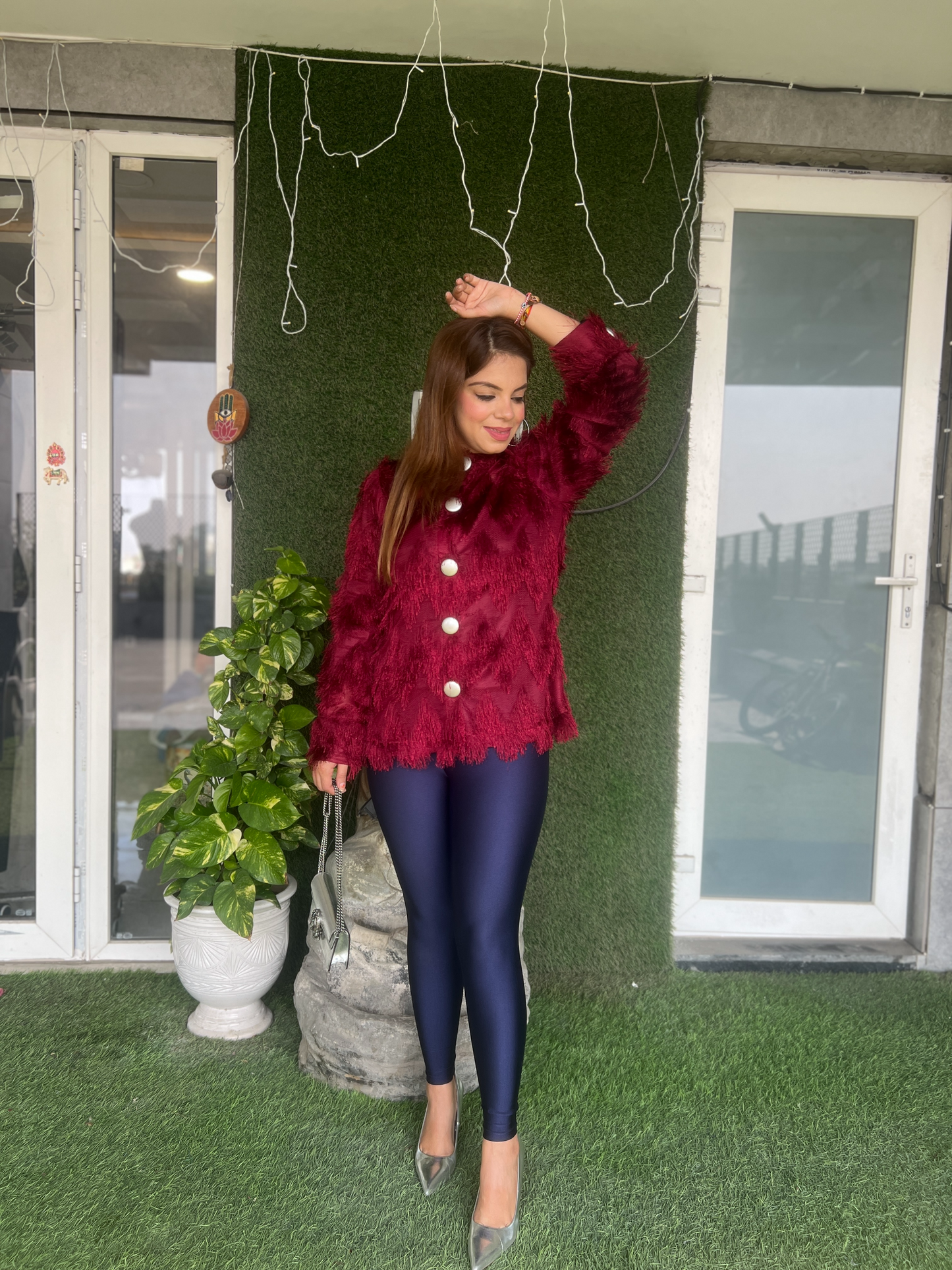 Cozy Woolen Fur Fringe Shirt for Women – Stylish & Warm Winter Fashion