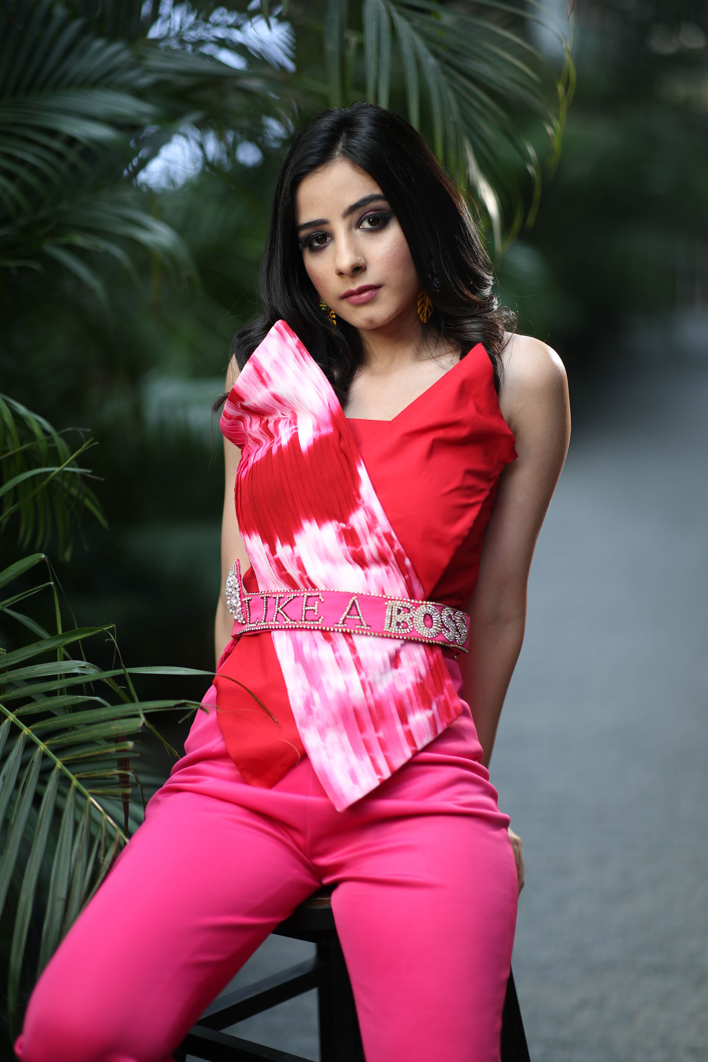 Mahnoor - Color Block Co-Ord Set for Women – Bold Boss Lady Look with Embroidered Belt