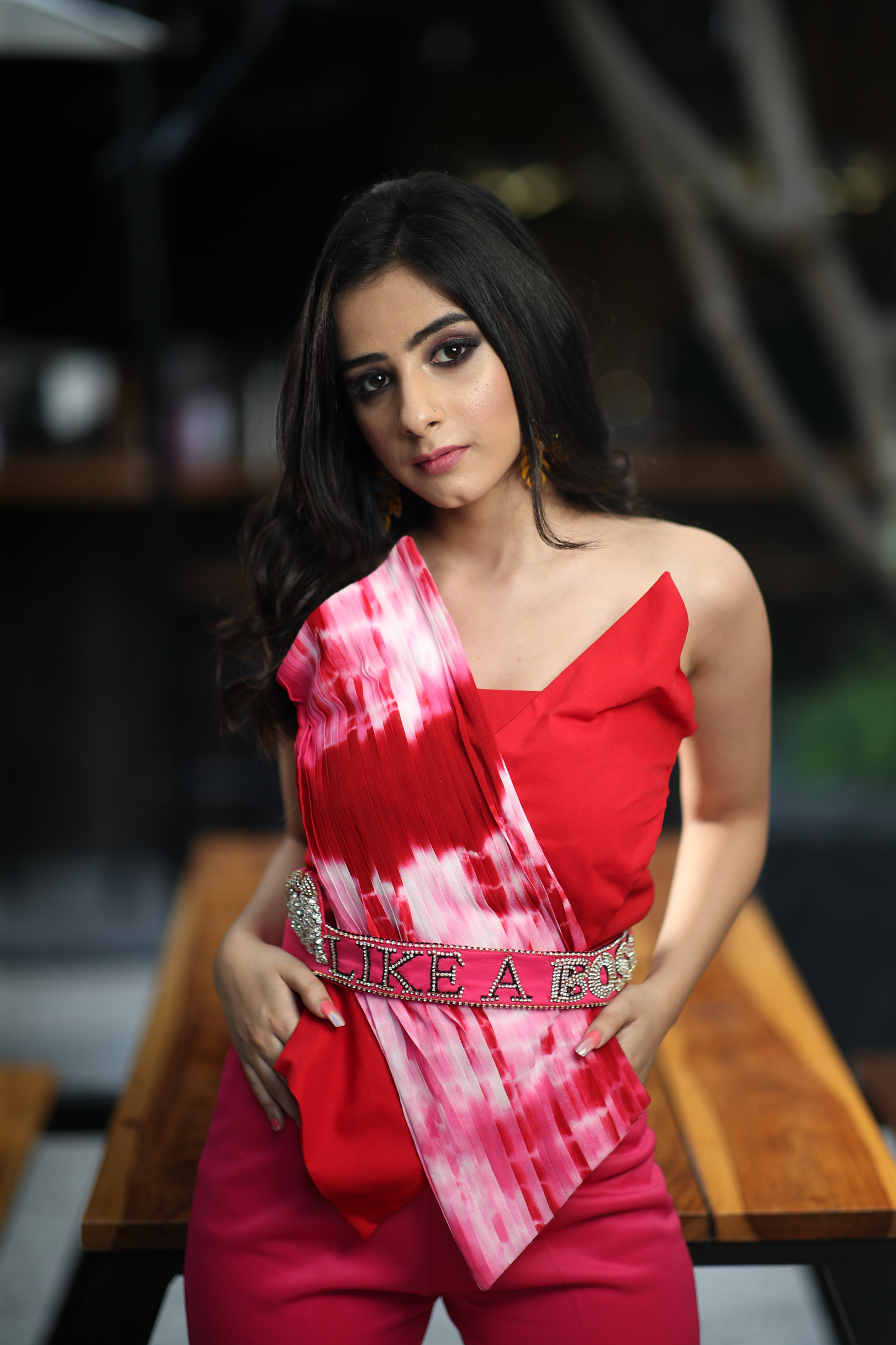 Mahnoor - Color Block Co-Ord Set for Women – Bold Boss Lady Look with Embroidered Belt