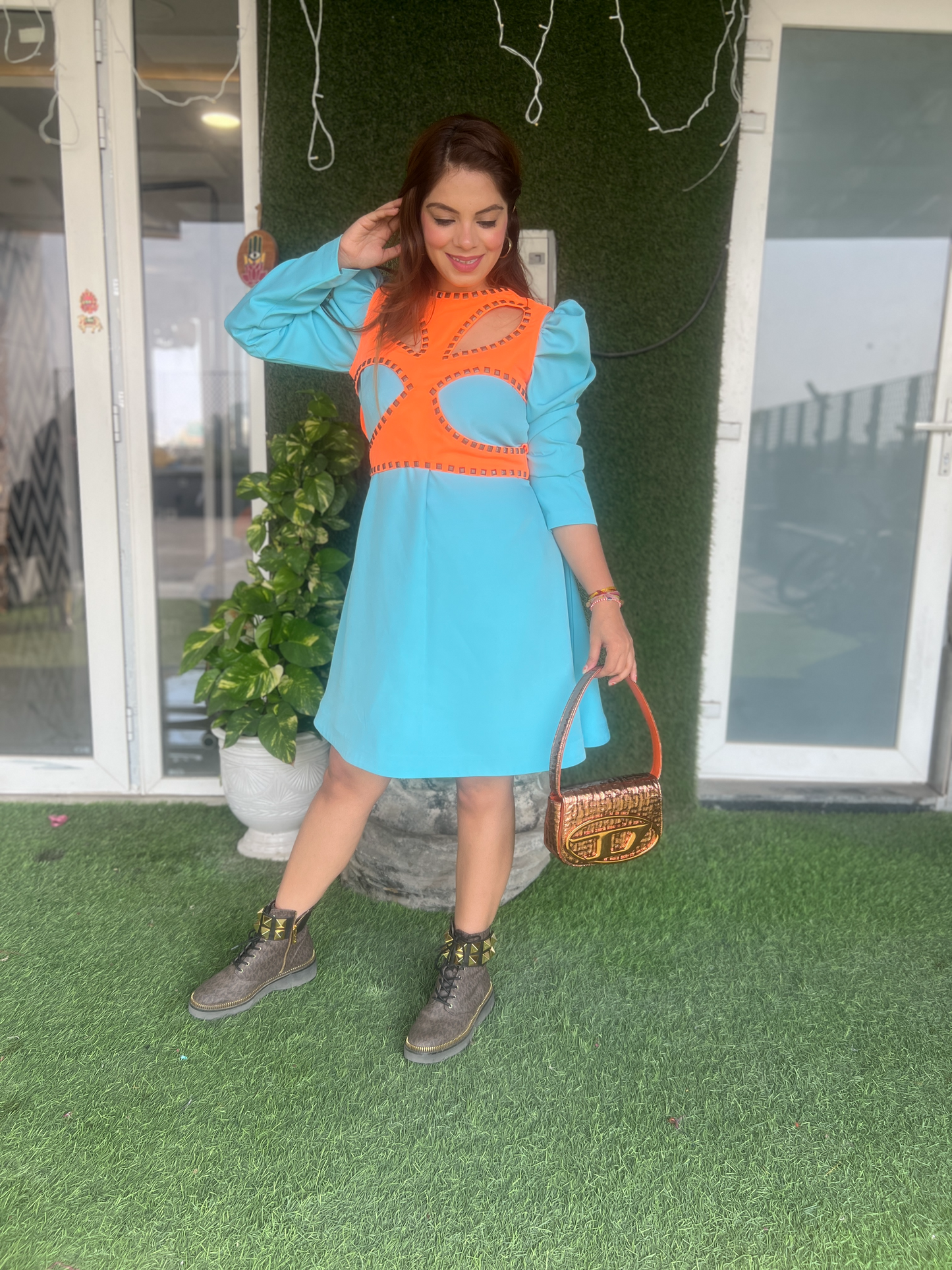 Color Block Harness Jacket Dress – Stylish 2-Piece Dress for Bold Fashion