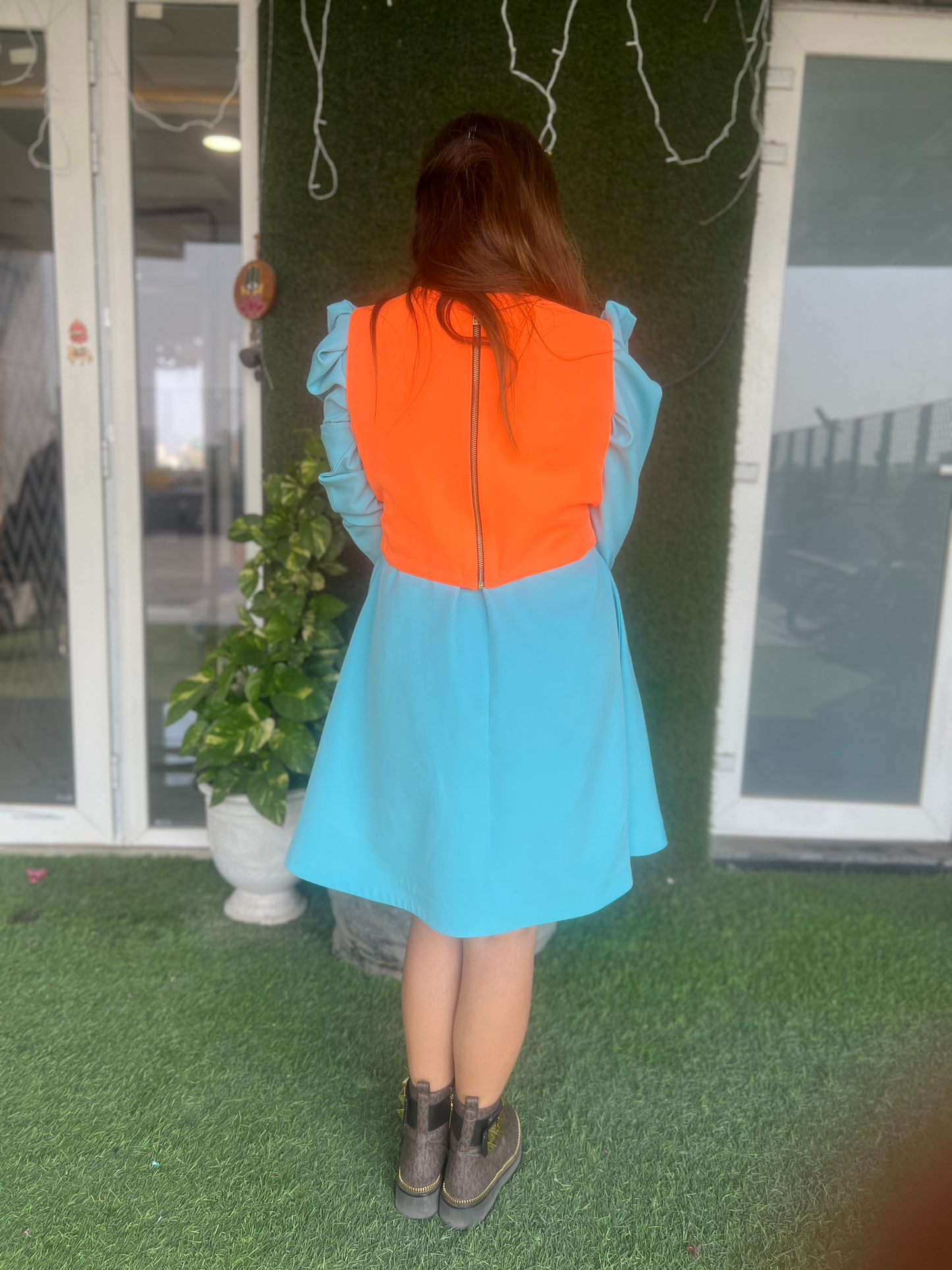 Color Block Harness Jacket Dress – Stylish 2-Piece Dress for Bold Fashion