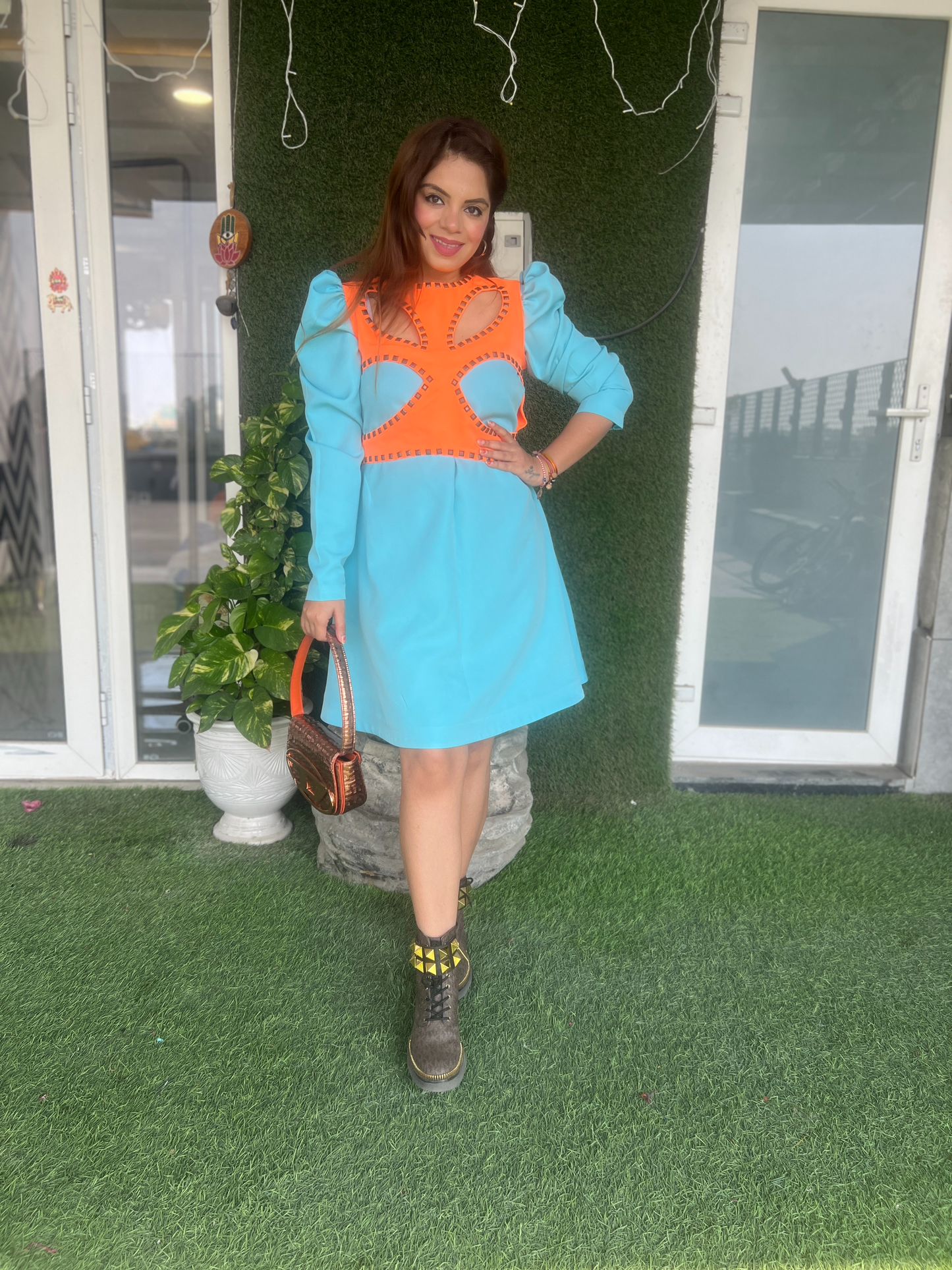 Color Block Harness Jacket Dress – Stylish 2-Piece Dress for Bold Fashion