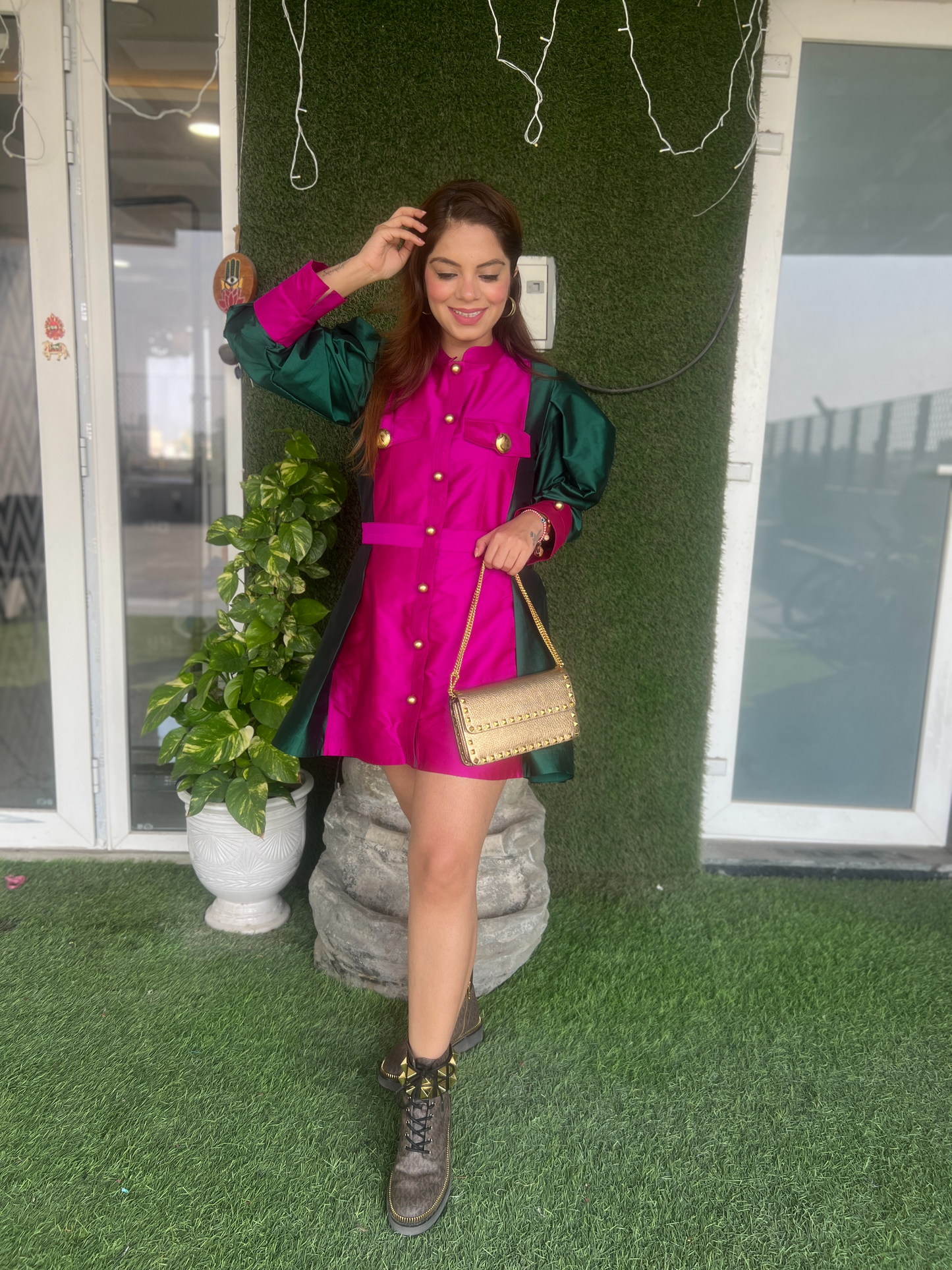 Two-Colored Flared Dress – Elegant & Chic Women's Fashion