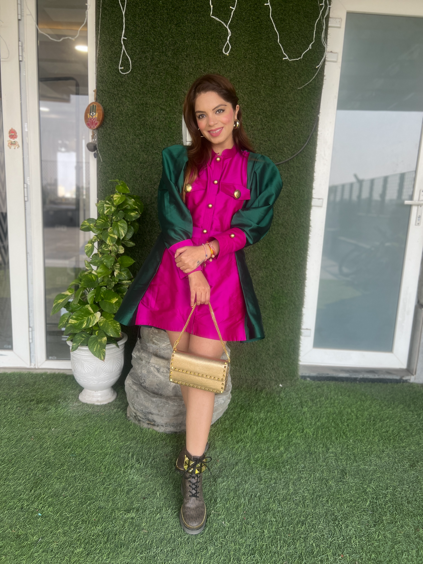 Two-Colored Flared Dress – Elegant & Chic Women's Fashion