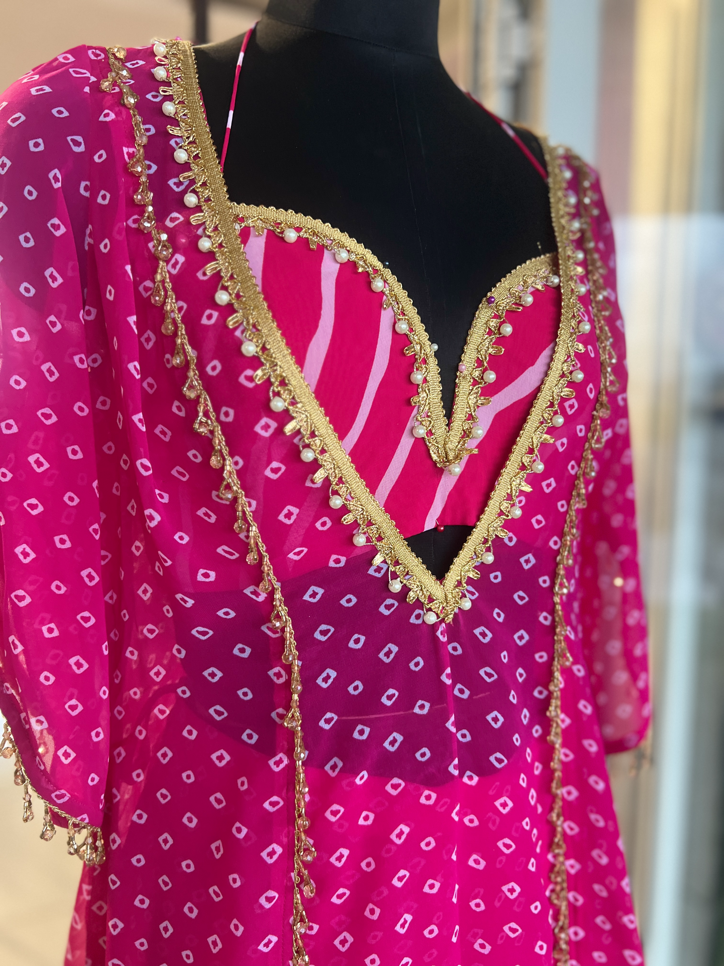 Mehek - Gulbahar Rani - Women’s Bandhani Sharara Ensemble – Traditional 3-Piece Outfit with Modern Flair