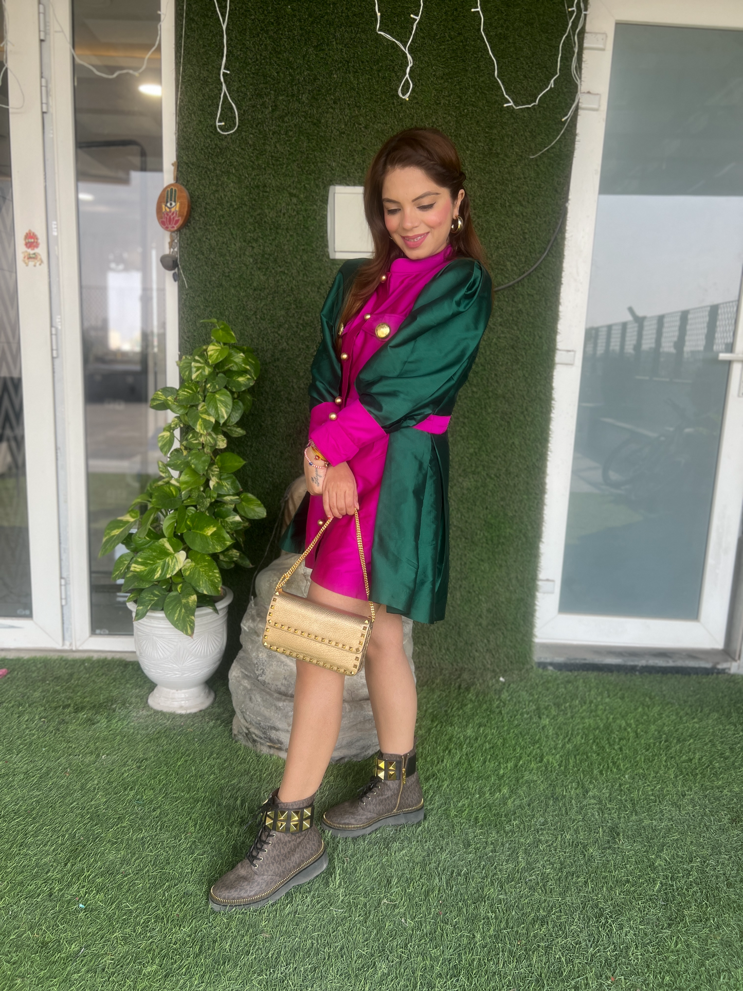 Two-Colored Flared Dress – Elegant & Chic Women's Fashion