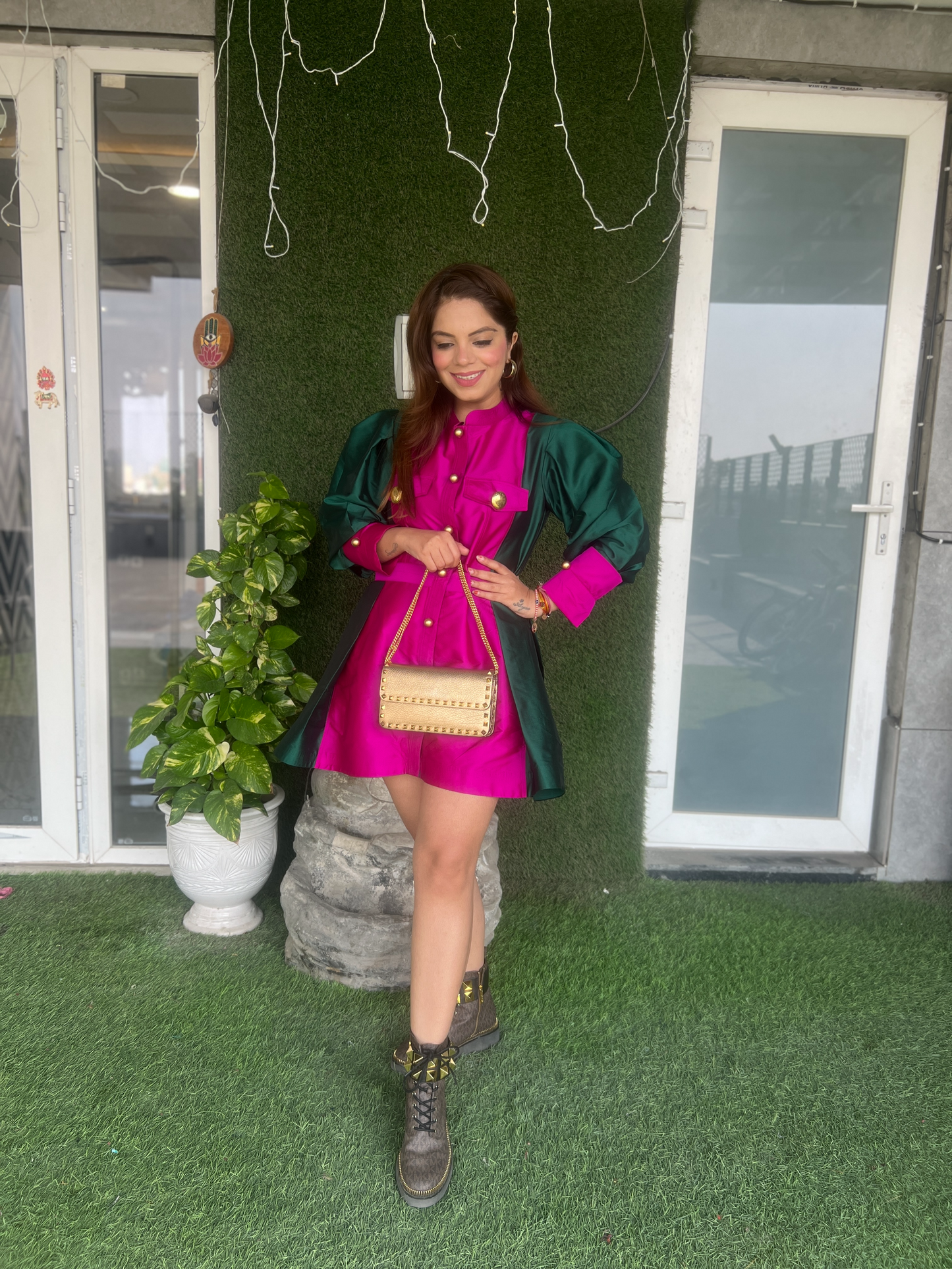Two-Colored Flared Dress – Elegant & Chic Women's Fashion