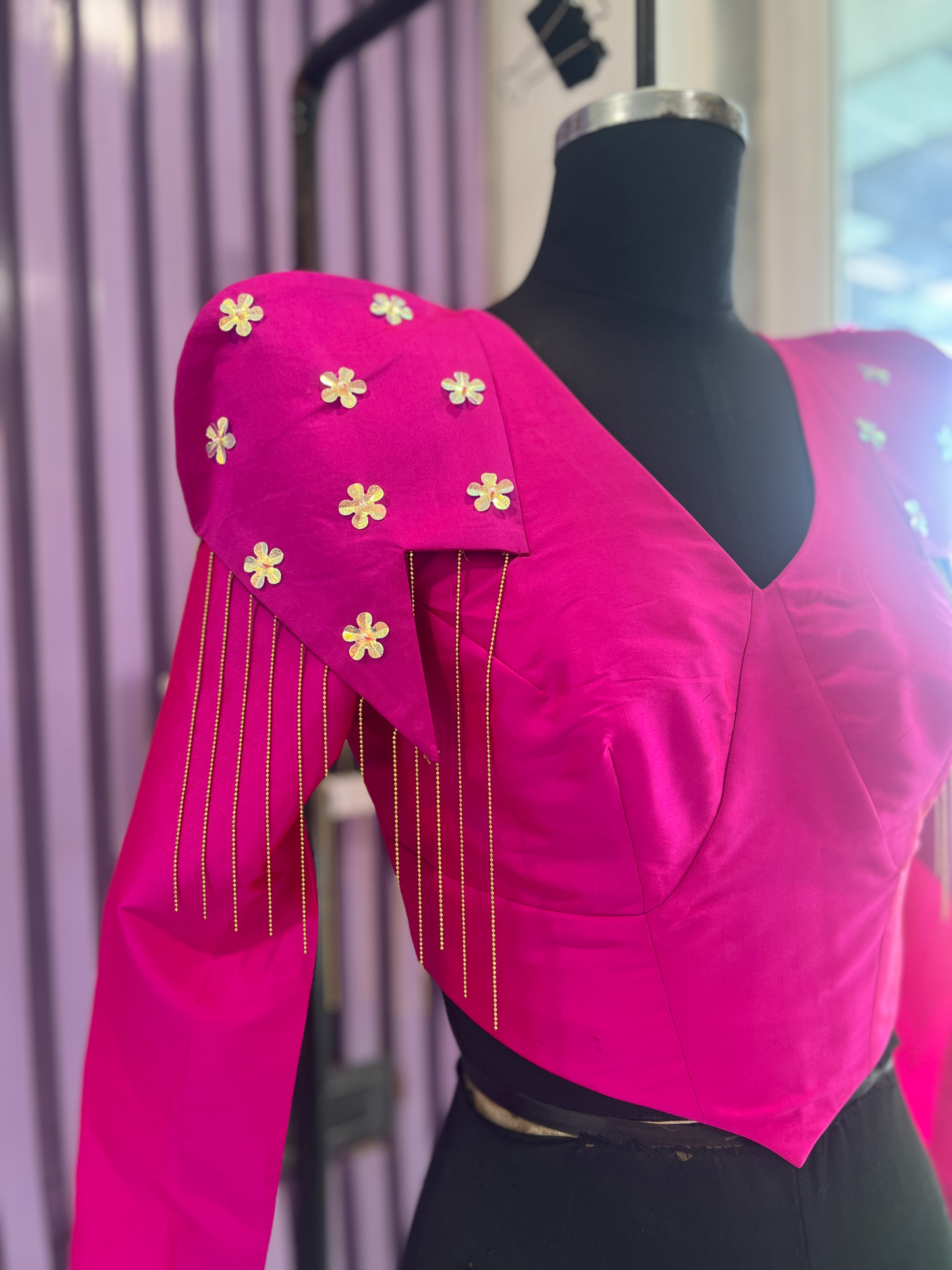 Fuchsia Embroidered Crop Top for Women | Stylish Ethnic Top – Mystique Closet