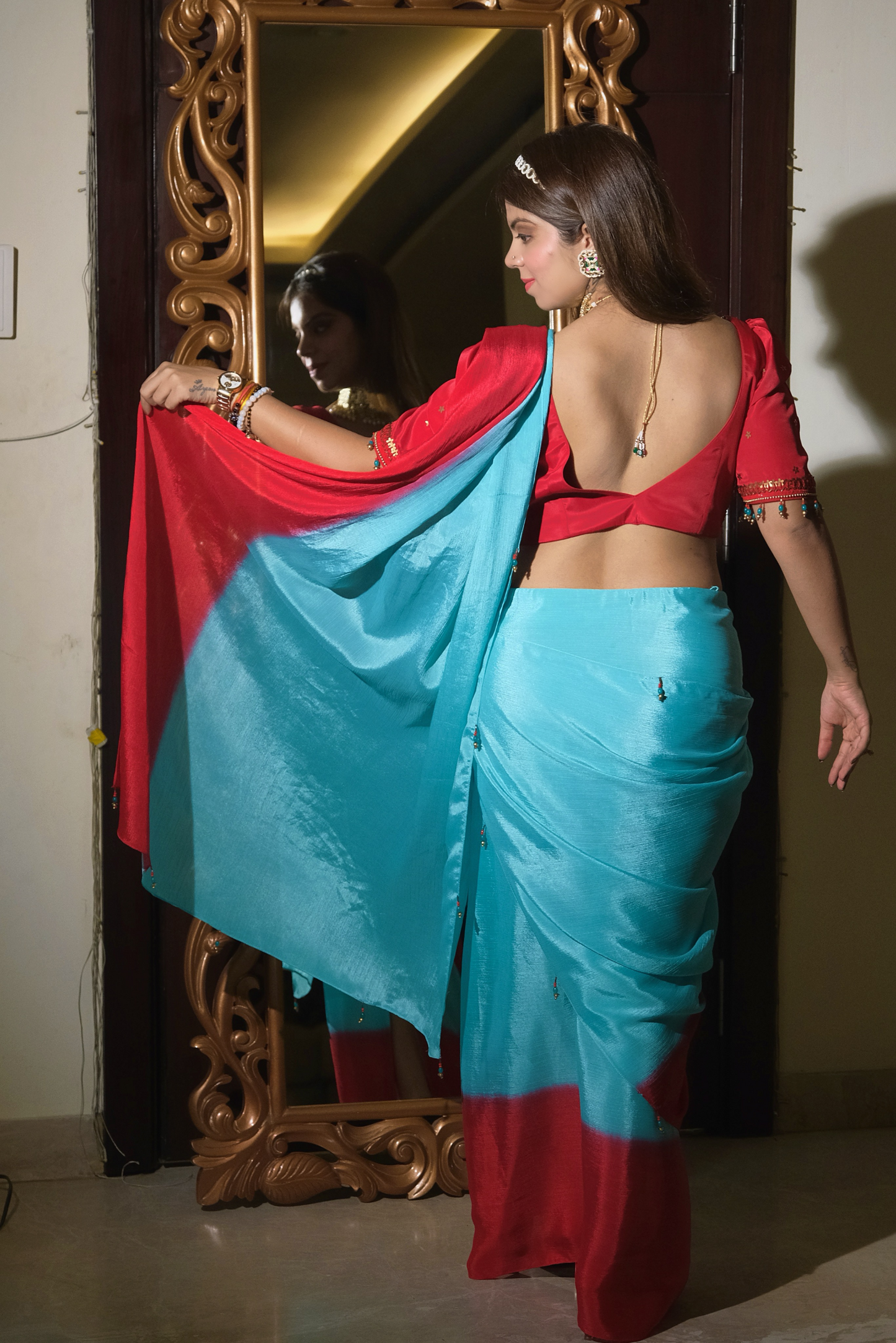 Aaradhya - Women’s Hook-and-Go Pre-Stitched Saree – Elegant & Easy Ready-to-Wear Drape