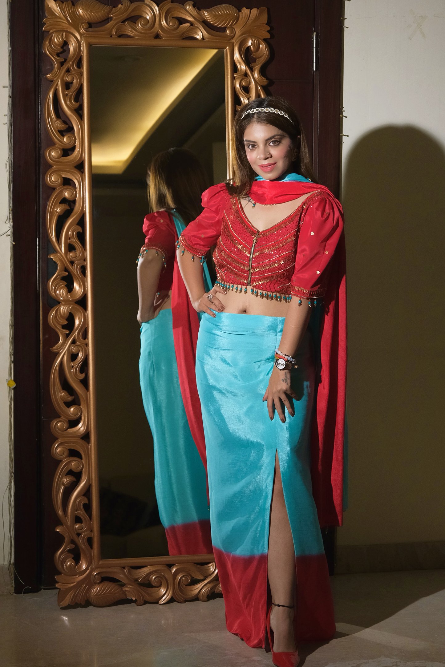 Effortless hook-and-go pre-stitched saree for women – ready-to-wear Indian drape