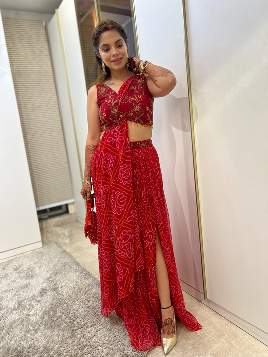 Elegant red traditional dress with intricate embroidery – perfect for weddings and festive occasions