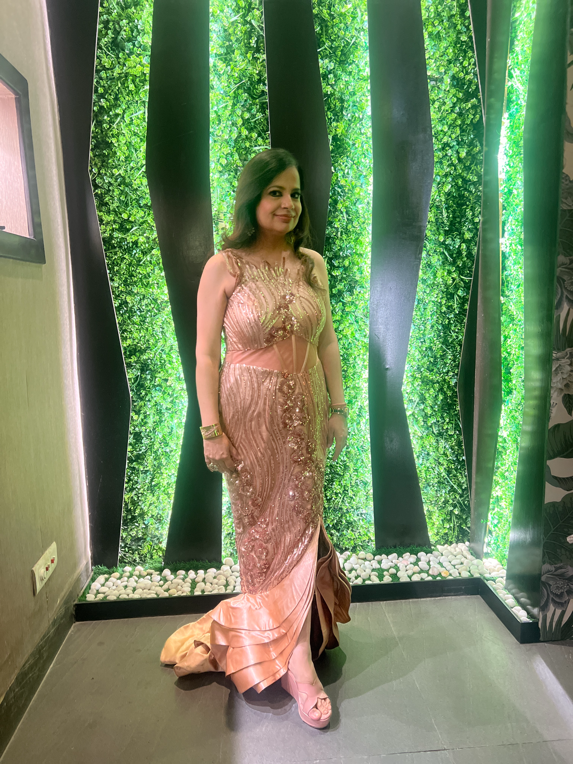 Model wearing One-Sided Fish Cut Gown – perfect for red carpet or glamorous parties