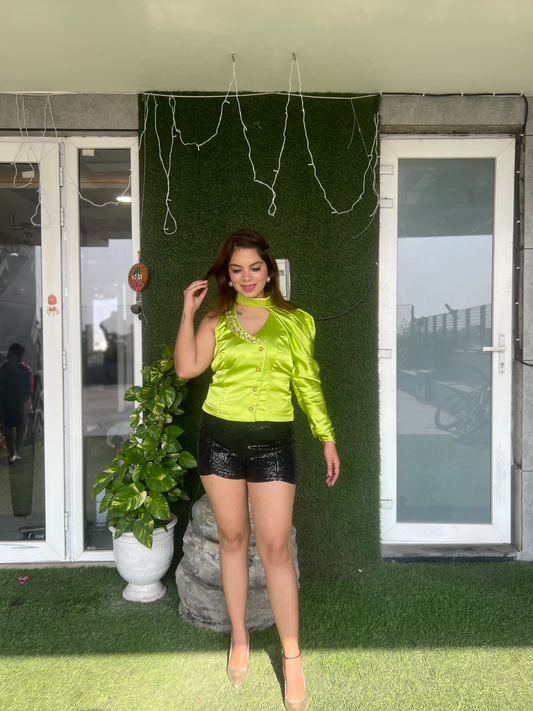 Elegant One-Shoulder Ruffle Top for Women – Stylish Asymmetrical Party Wear